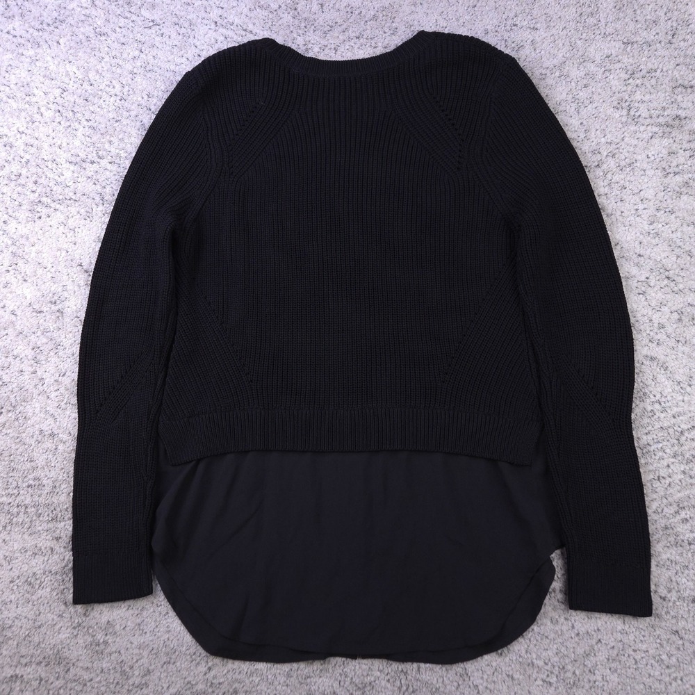 Sandro Paris Sweater Womens 2 Knit Layered Look Knit Scoop Neck Black Pullover - Picture 2 of 11